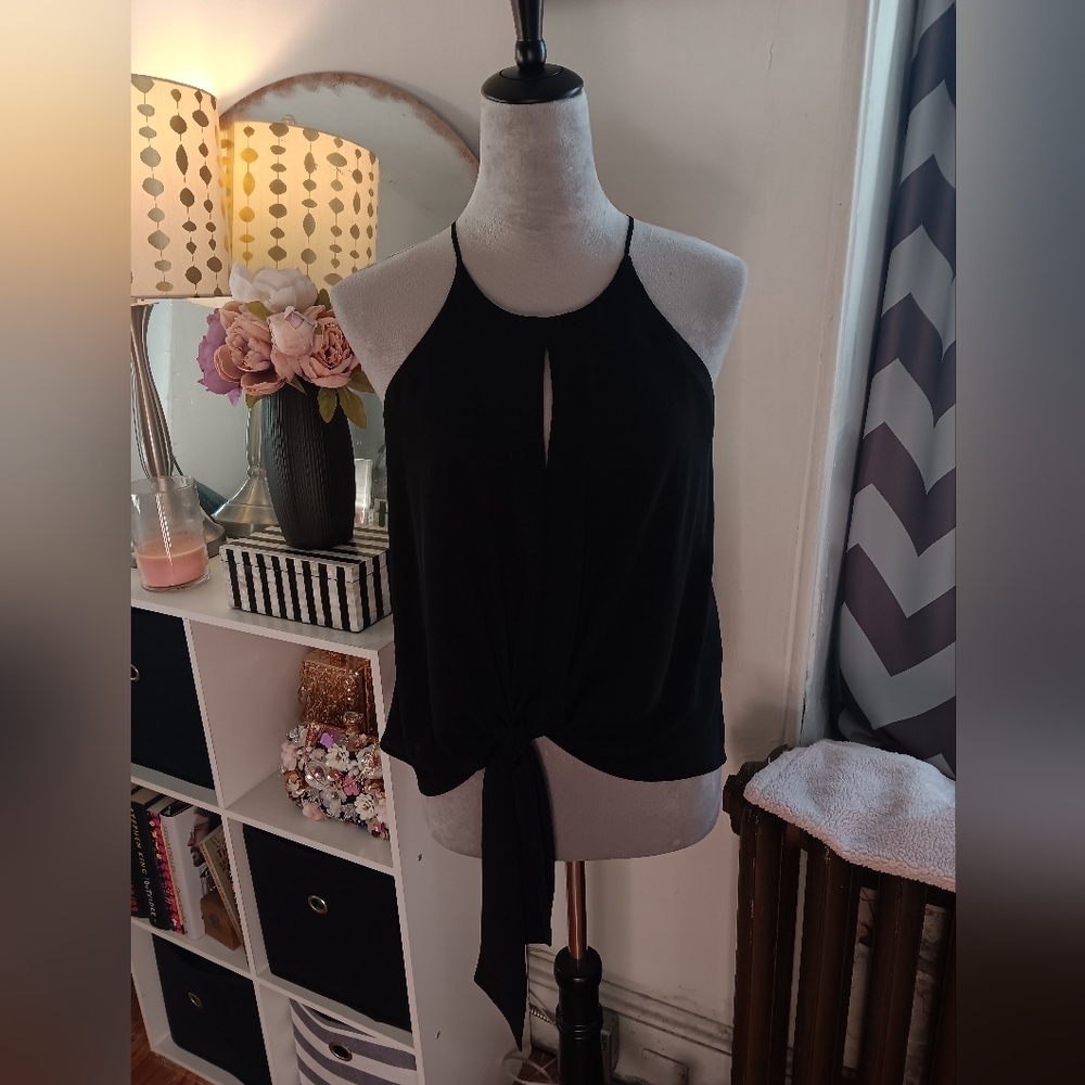 Express Keyhole Black Tie Front Cami